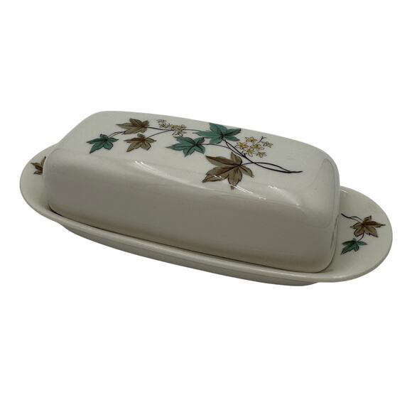 Vintage Butter Dish Woodbine by Syracuse Carefree Fine China 1960's 1/4 lb - Picture 1 of 10